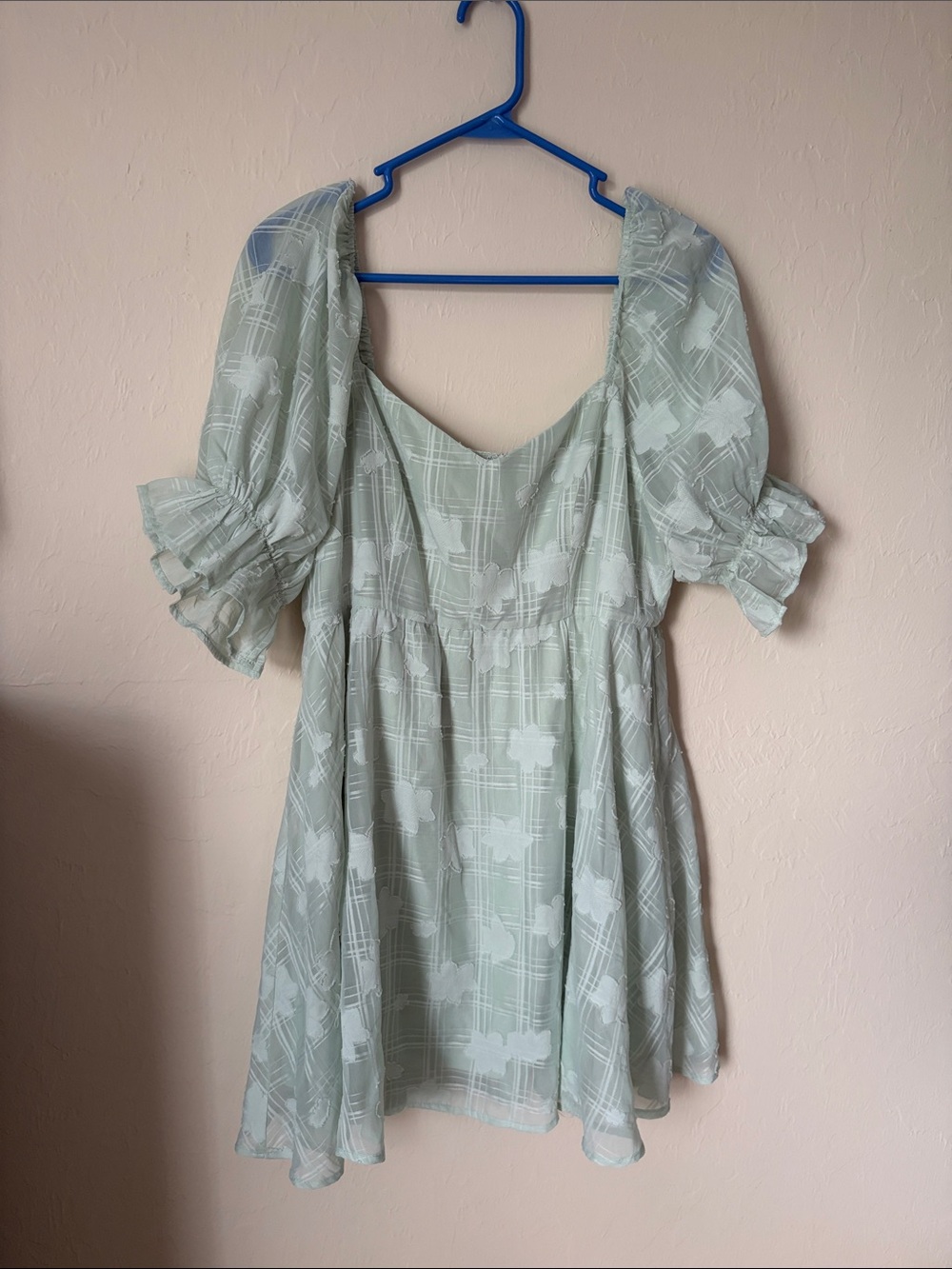 Flying Tomato Mint Green Floral Lace Mini Dress